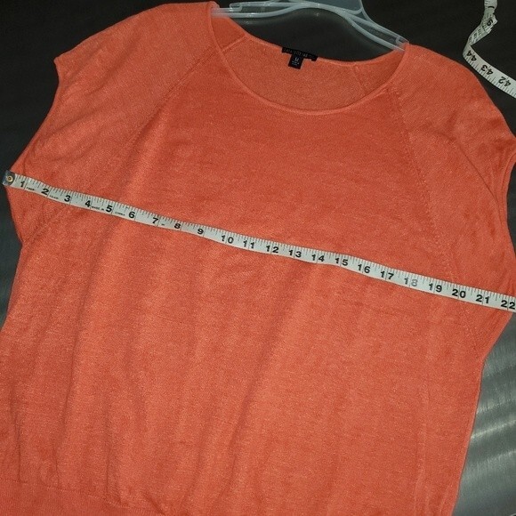 LaFayette 148 100% Linen Knit Scoop Neck Relaxed Fit Cap Sleeve Orange Top Med - Picture 4 of 8